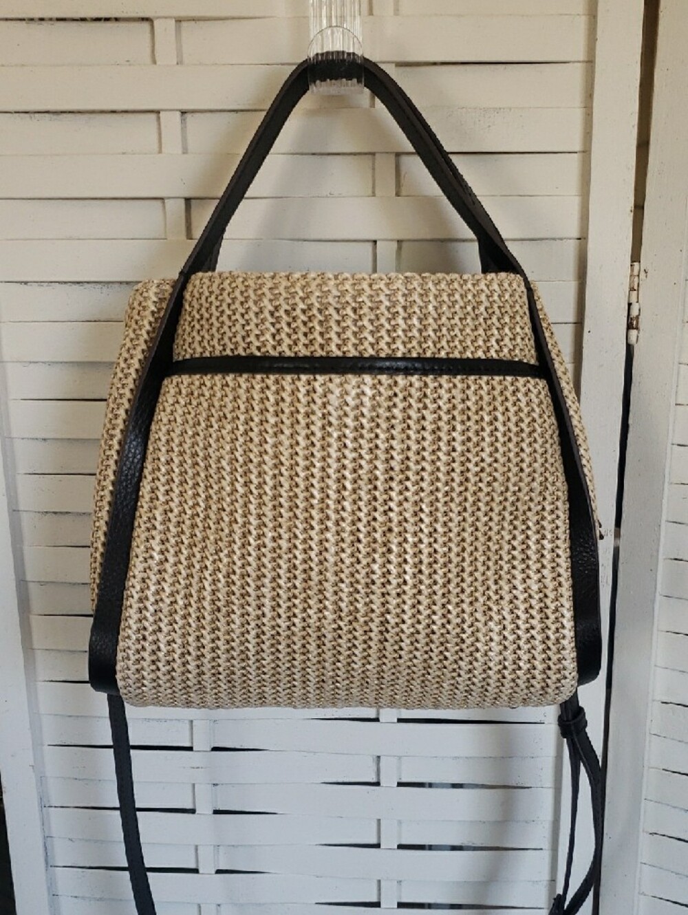 American Leather Co. Woven Straw Tote with Black Trim - Neutral - Picture 4 of 7